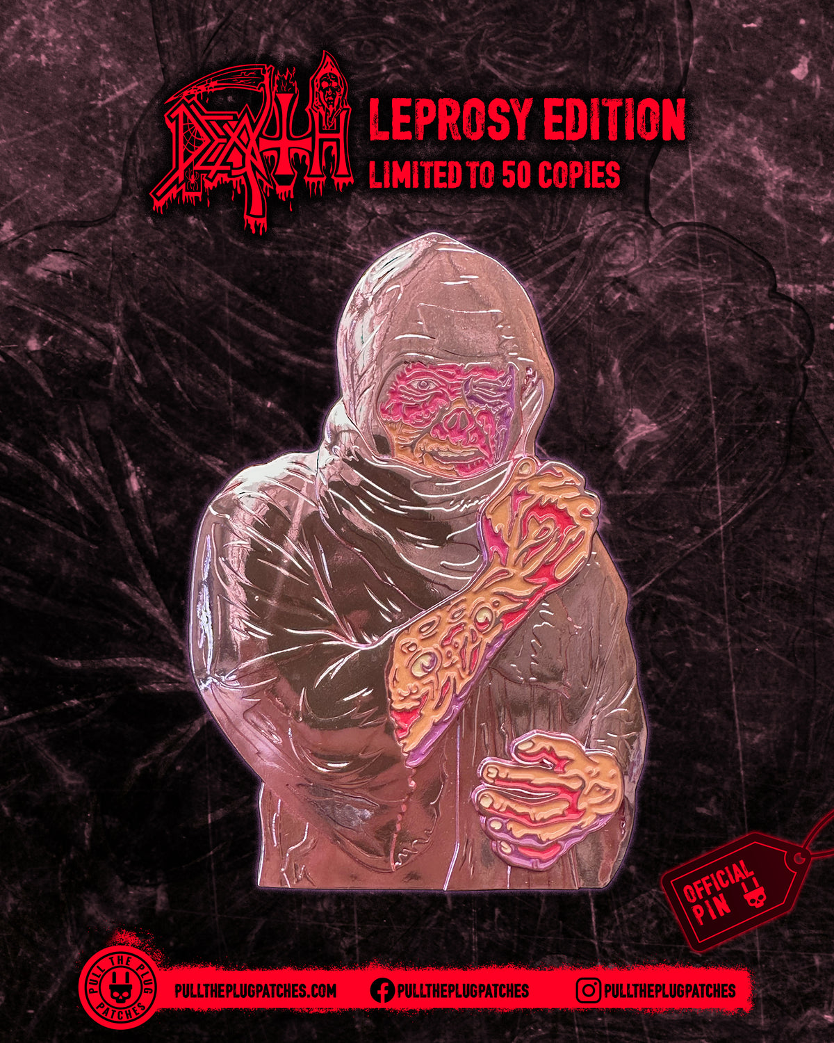 Death - Leprosy - Deluxe Pin in Tin Box (4 Inch Pin)