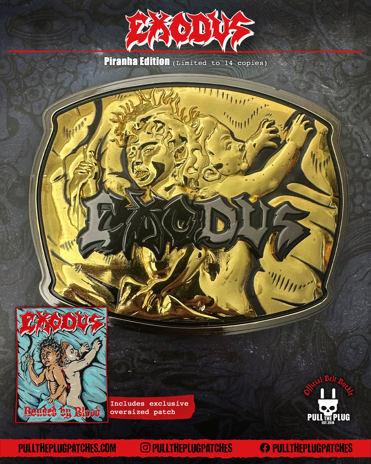 Exodus - Bonded By Blood Belt Buckle - Piranha Edition