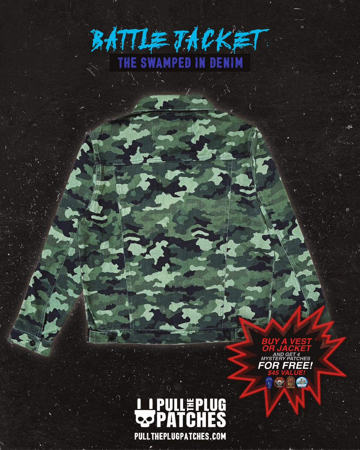 The Swamped In Denim - Green Camo Jacket