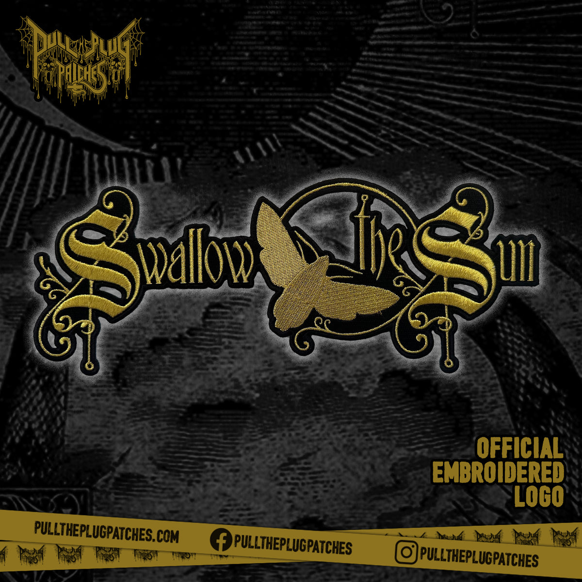 Swallow The Sun - Gold - Embroidered Rocker Style Logo