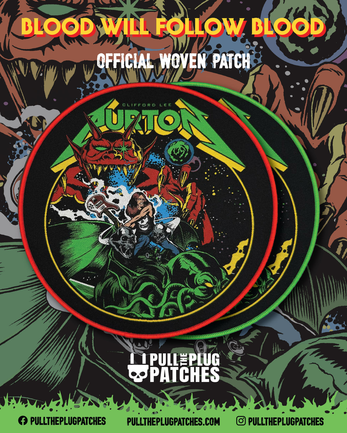 Cliff Burton - Bass Warrior - Oversize Patch